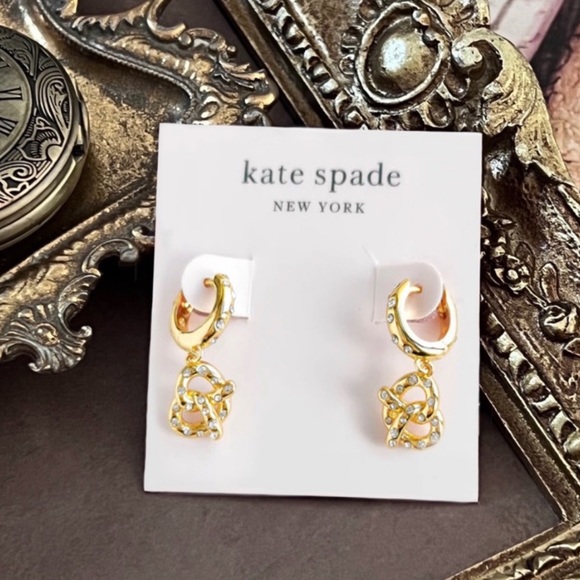 KATE SPADE • Dashing Beauty Pretzel Drop Huggies Earrings - Picture 6 of 7